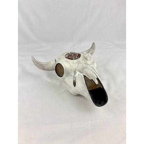 VTG Ceramic Longhorn Bull Cow Skull Sculpture Southwestern Style 1995 1990s - Picture 6 of 14